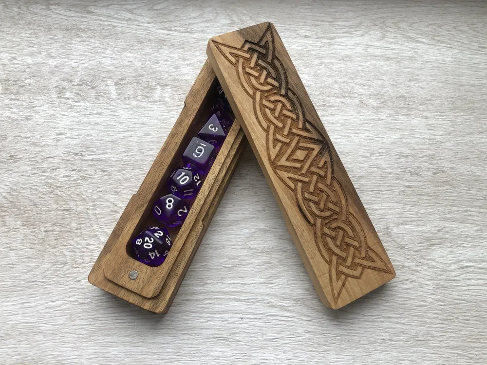 Celtic Knot Engraved Wooden Dice Box - JTNLAB