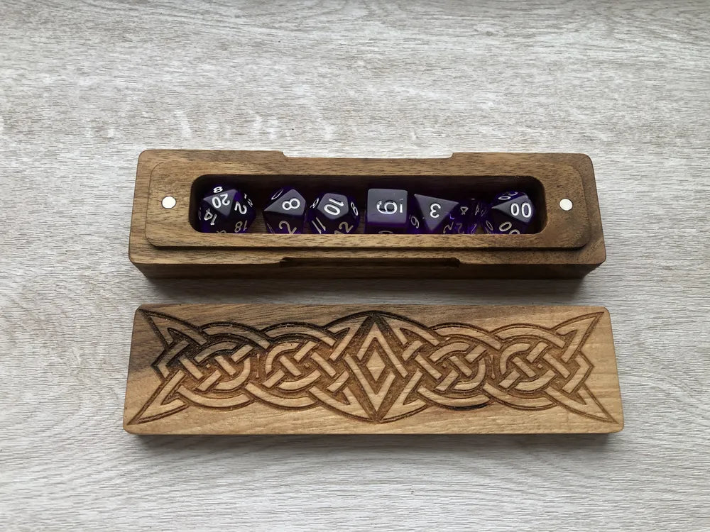 Celtic Knot Engraved Wooden Dice Box - JTNLAB