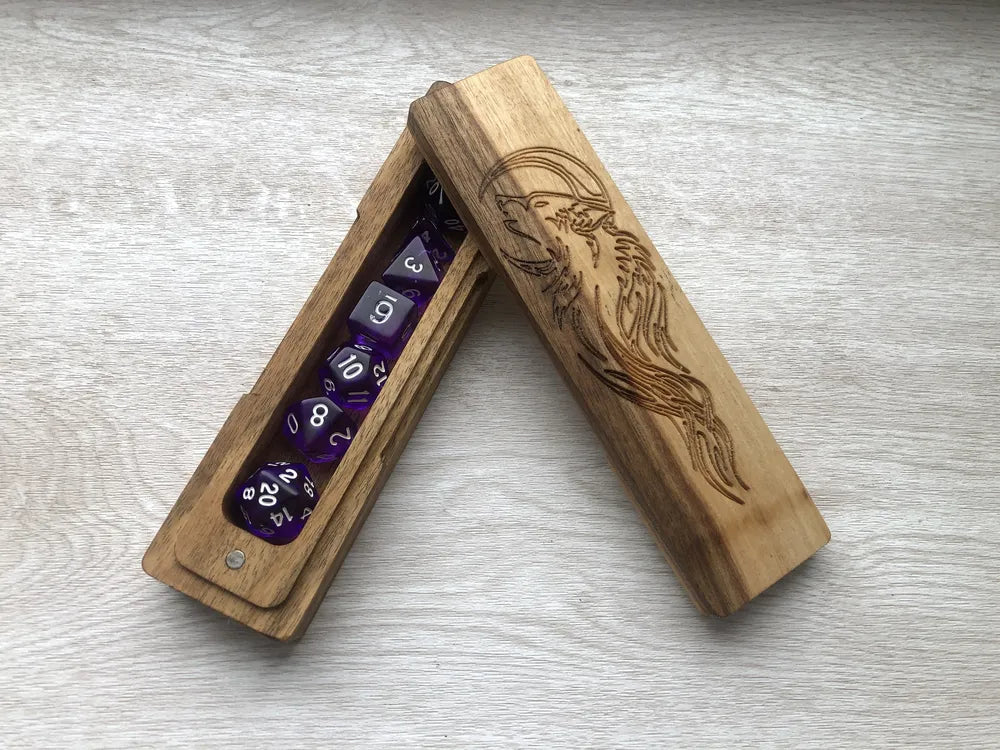 Lunar Wolf Engraved Dice Box - JTNLAB