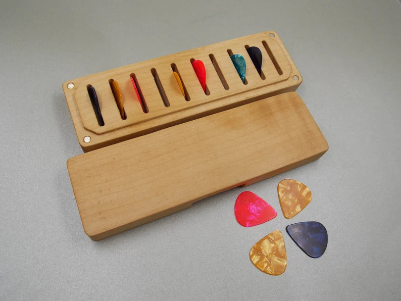 Custom Personalized Wooden Guitar Pick Box - Ideal Gift for Guitarists and Musicians for Hanukkah and Christmas - JTNLAB