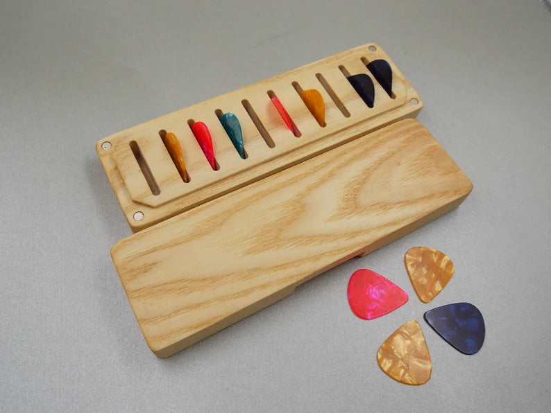 Custom Personalized Wooden Guitar Pick Box - Ideal Gift for Guitarists and Musicians for Hanukkah and Christmas - JTNLAB
