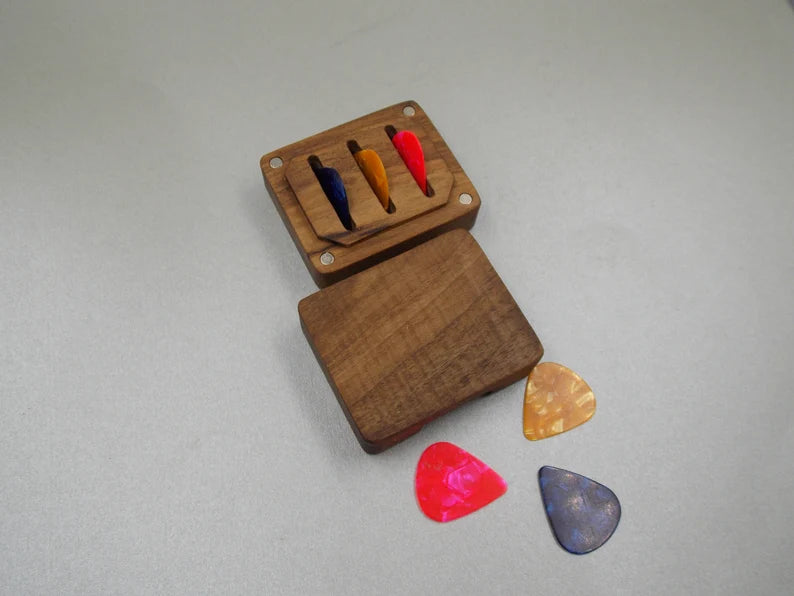 Custom Personalized Wooden Guitar Pick Box - JTNLAB