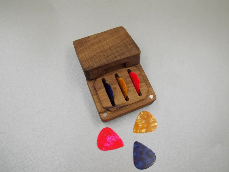 Custom Personalized Wooden Guitar Pick Box - JTNLAB