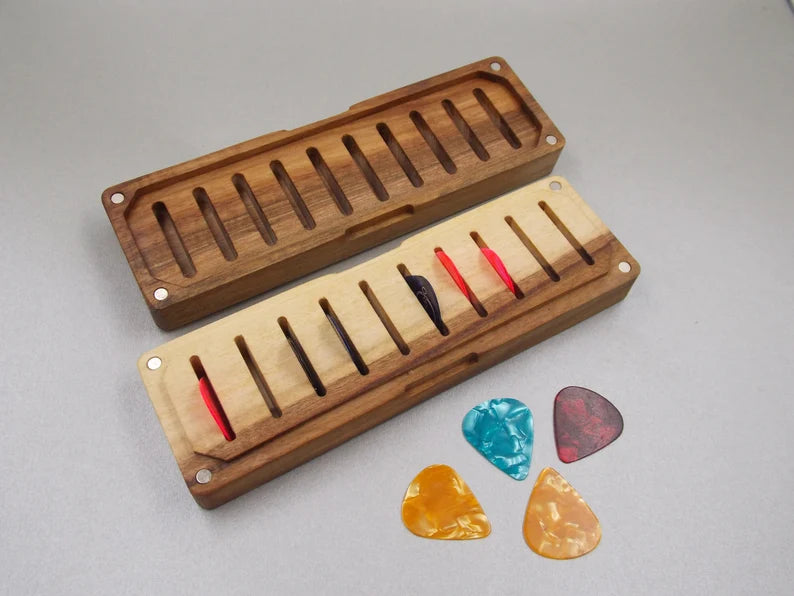 Custom Personalized Wooden Guitar Pick Box - Ideal Gift for Guitarists and Musicians for Hanukkah and Christmas - JTNLAB
