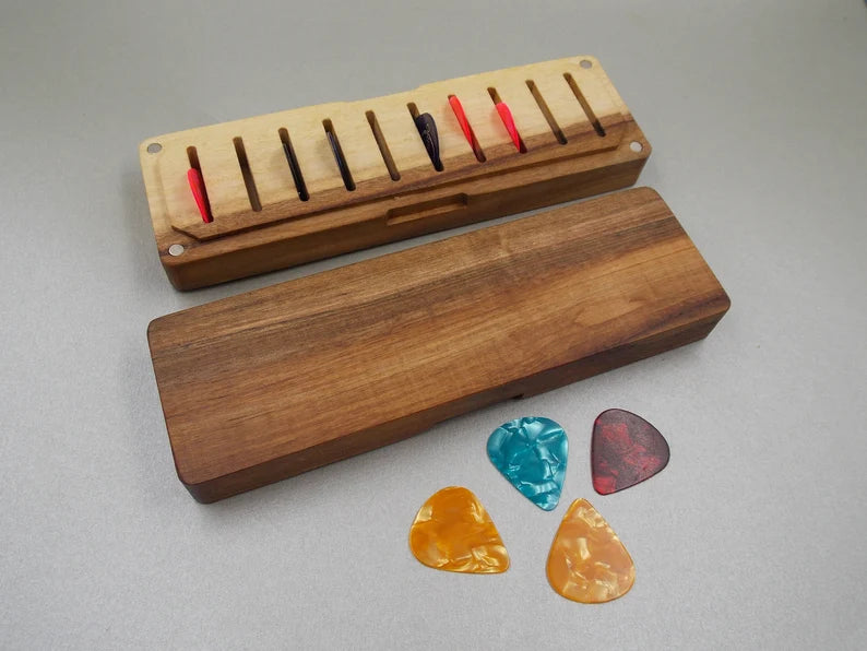 Custom Personalized Wooden Guitar Pick Box - Ideal Gift for Guitarists and Musicians for Hanukkah and Christmas - JTNLAB