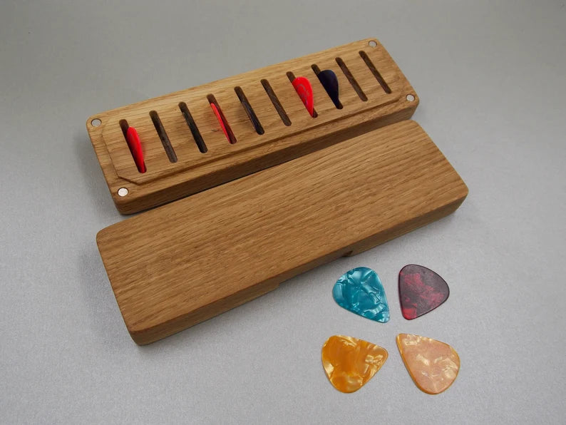 Custom Personalized Wooden Guitar Pick Box - Ideal Gift for Guitarists and Musicians for Hanukkah and Christmas - JTNLAB