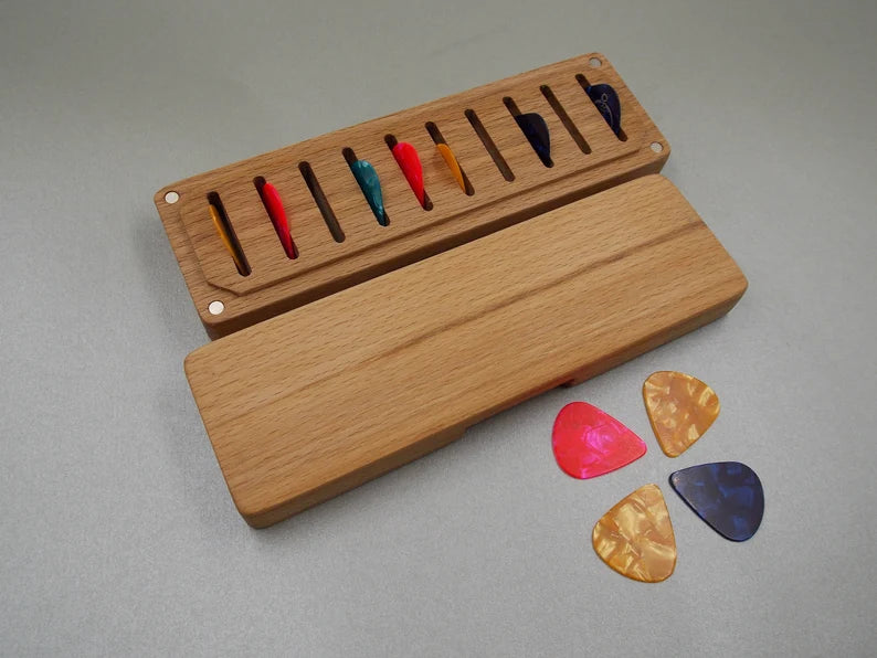 Custom Personalized Wooden Guitar Pick Box - Ideal Gift for Guitarists and Musicians for Hanukkah and Christmas - JTNLAB