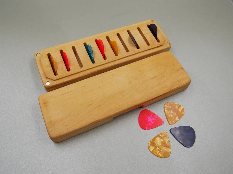 Custom Personalized Wooden Guitar Pick Box - Ideal Gift for Guitarists and Musicians for Hanukkah and Christmas - JTNLAB