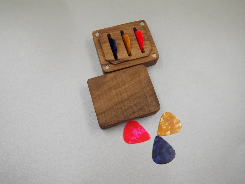 Custom Personalized Wooden Guitar Pick Box - JTNLAB