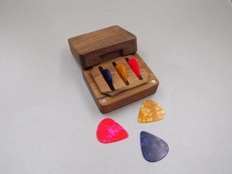 Custom Personalized Wooden Guitar Pick Box - JTNLAB