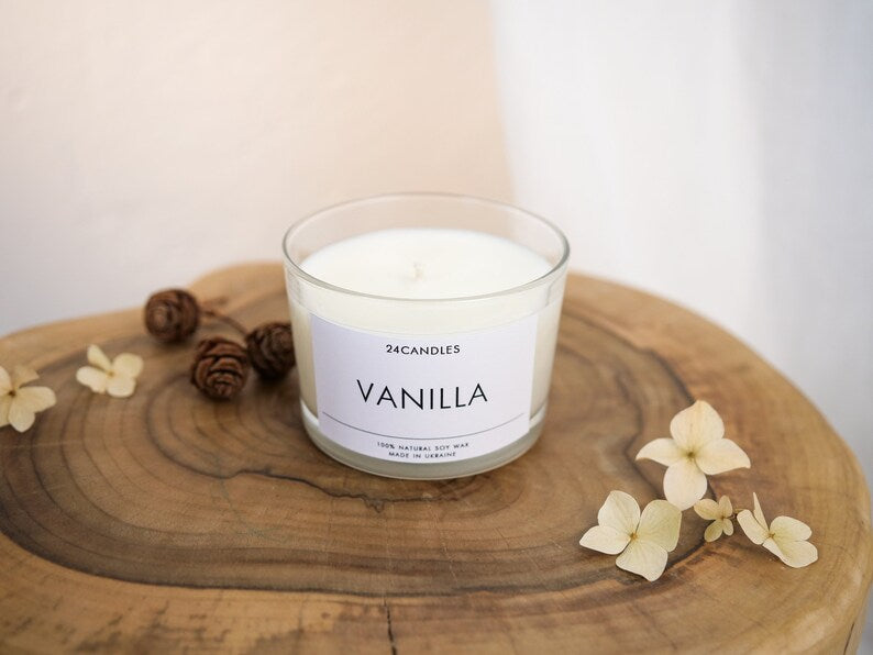 Beautiful Candle Soy Wax. Personalized Candle Gift. Vanilla 6oz and 8oz Candles - JTNLAB