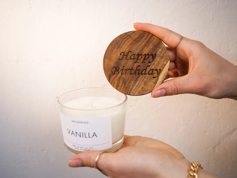 Personalized Aroma Handmade Candle Gift. 100% natural Soy wax Candle 6oz .Wood wick - JTNLAB