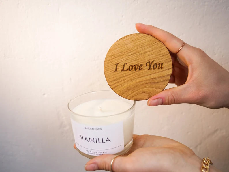 Personalized Aroma Handmade Candle Gift. 100% natural Soy wax Candle 6oz .Wood wick - JTNLAB
