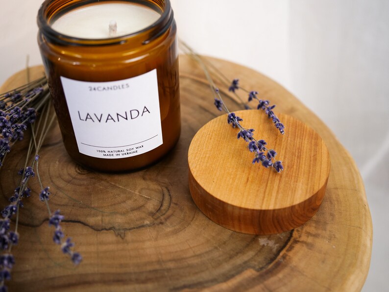 Aroma Candles Coton Wick. Personalized Amber Glass Container. Natural 100% Soy Wax - JTNLAB