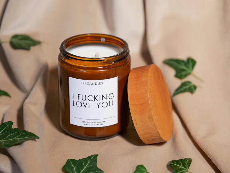 Sex Candle Soy Wax. Beautiful candle 18+ gifts I Fucking Love You. Amber glass candle - JTNLAB