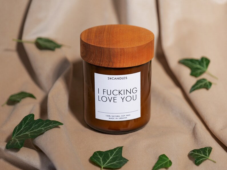 Sex Candle Soy Wax. Beautiful candle 18+ gifts I Fucking Love You. Amber glass candle - JTNLAB