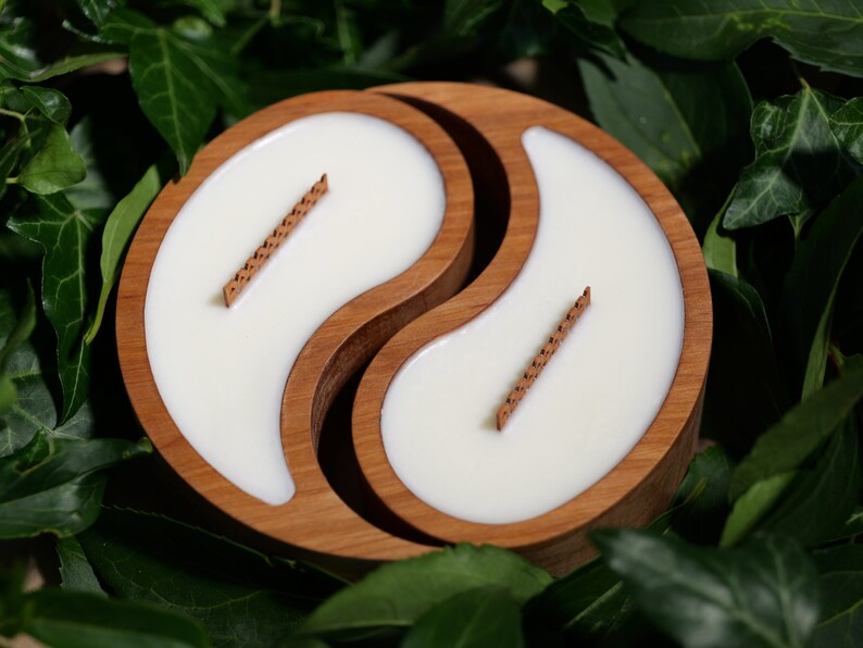 Yin Yang Candle 100% natural Soy Wax. Relaxing Candles. Wooden Wick Scented Сandle - JTNLAB