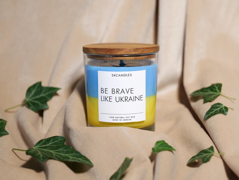 Natural Soy Wax Candle - 8 oz Candles Be Brave Like Ukraine - JTNLAB