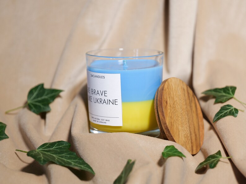 Natural Soy Wax Candle - 8 oz Candles Be Brave Like Ukraine - JTNLAB