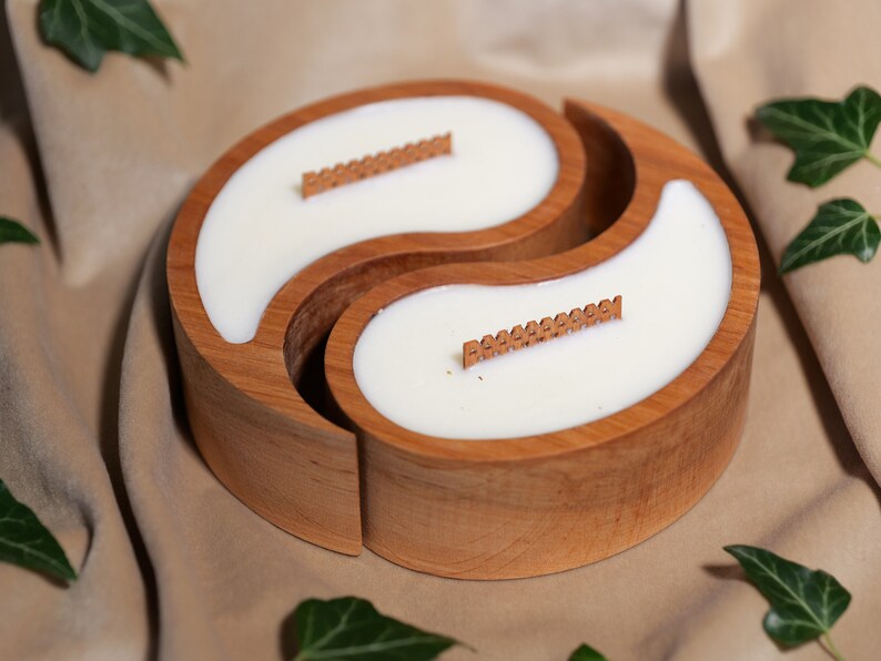 Yin Yang Candle 100% natural Soy Wax. Relaxing Candles. Wooden Wick Scented Сandle - JTNLAB