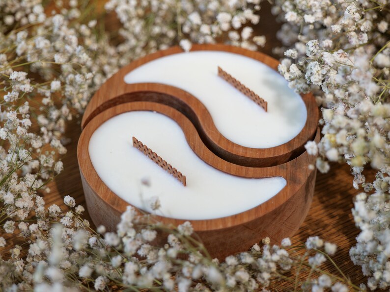 Yin Yang Candle 100% natural Soy Wax. Relaxing Candles. Wooden Wick Scented Сandle - JTNLAB
