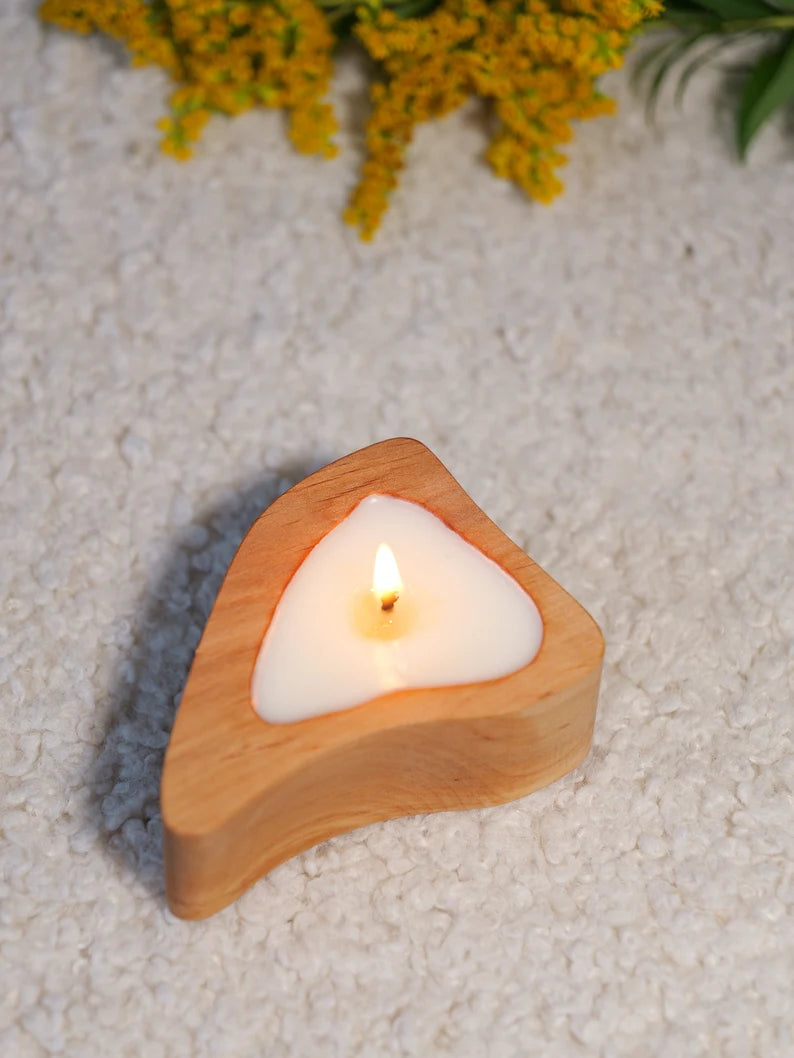 Small Wood Soy Wax Candle 2oz. Home decor candle. Romantic candles - JTNLAB