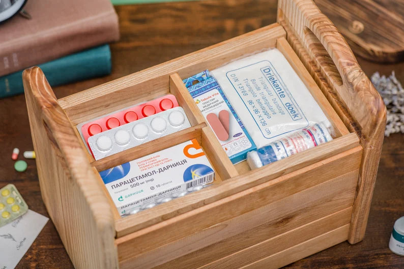 Two Section Box Medicine-pharmacy Two-section Box - Large Homemade Wooden Medicine Box ...