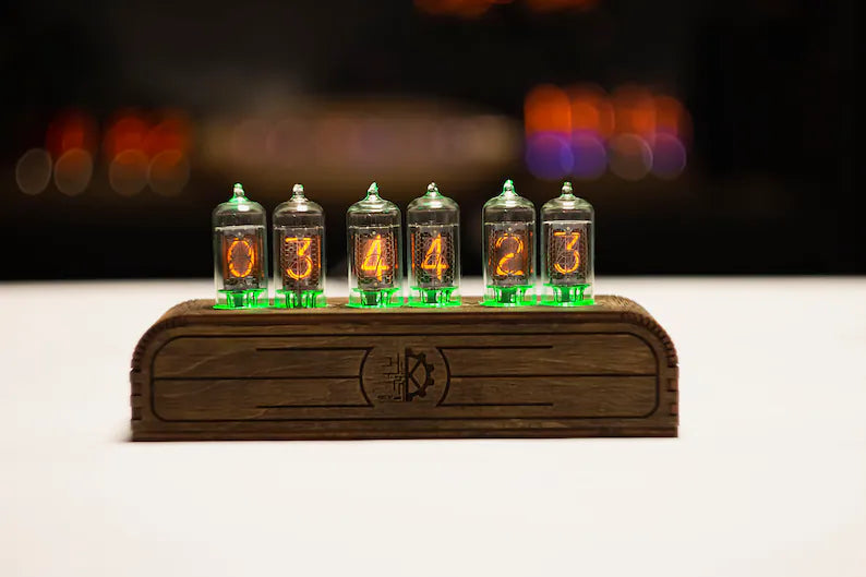 Wooden RGB Dieselpunk Nixie Tube Clock Z573m - JTNLAB