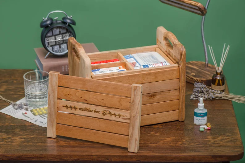 Two Section Box Medicine-pharmacy Two-section Box - Large Homemade Wooden Medicine Box ...