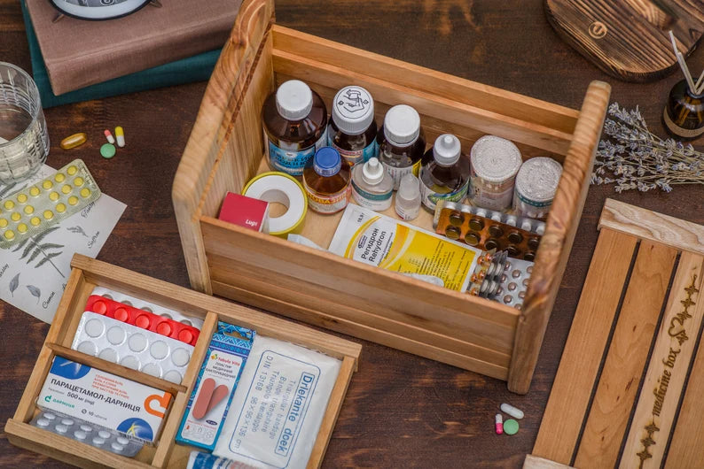 Medicine-pharmacy Two-section Box - Large Wooden Medicine Box - JTNLAB