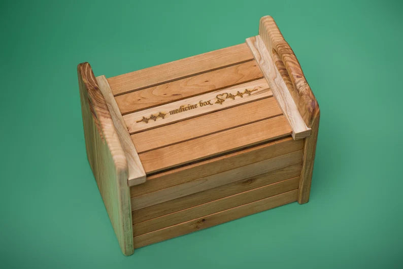 Two Section Box Medicine-pharmacy Two-section Box - Large Homemade Wooden Medicine Box ...