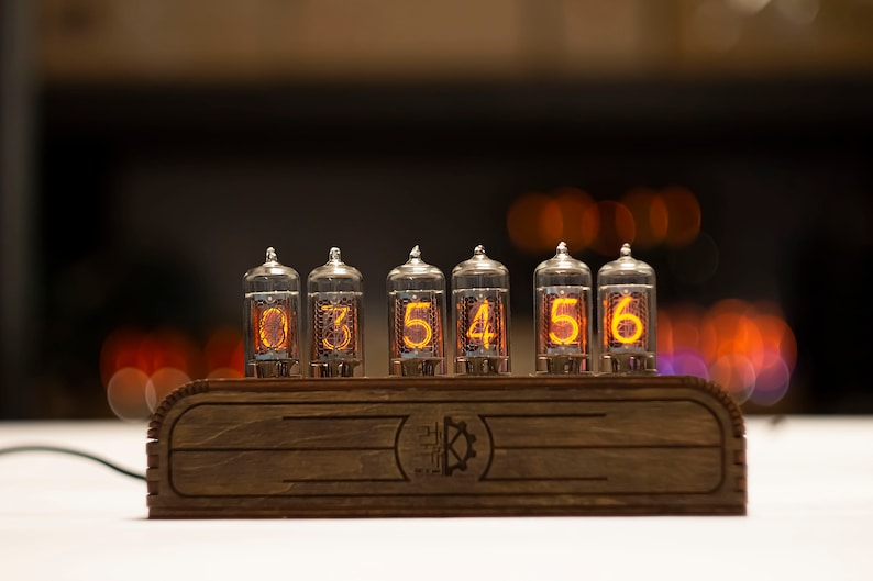 Wooden RGB Dieselpunk Nixie Tube Clock Z573m - JTNLAB