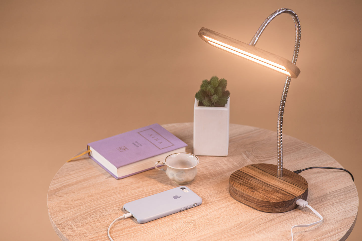 Wooden Desk LED Lamp/USB Charger Flexible Goose Neck Study Table Lamp 11 - JTNLAB