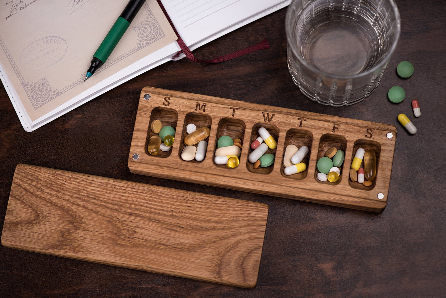 Pill Case Organizer Weekly Pill Box Nature Ornament Natural type 10 - JTNLAB