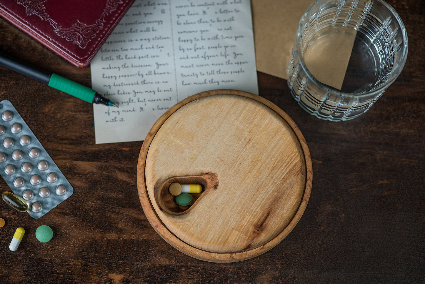 Pill Case Organizer Natural Wood Weekly Pill Box 3 - JTNLAB