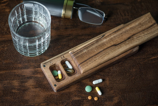 Pill Case Organizer Natural Wood Wooden Pill Box 7 Day - JTNLAB