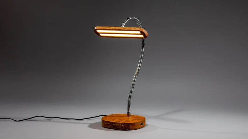 Wooden Desk LED Lamp/USB Charger Flexible Goose Neck Study Table Lamp 11 - JTNLAB