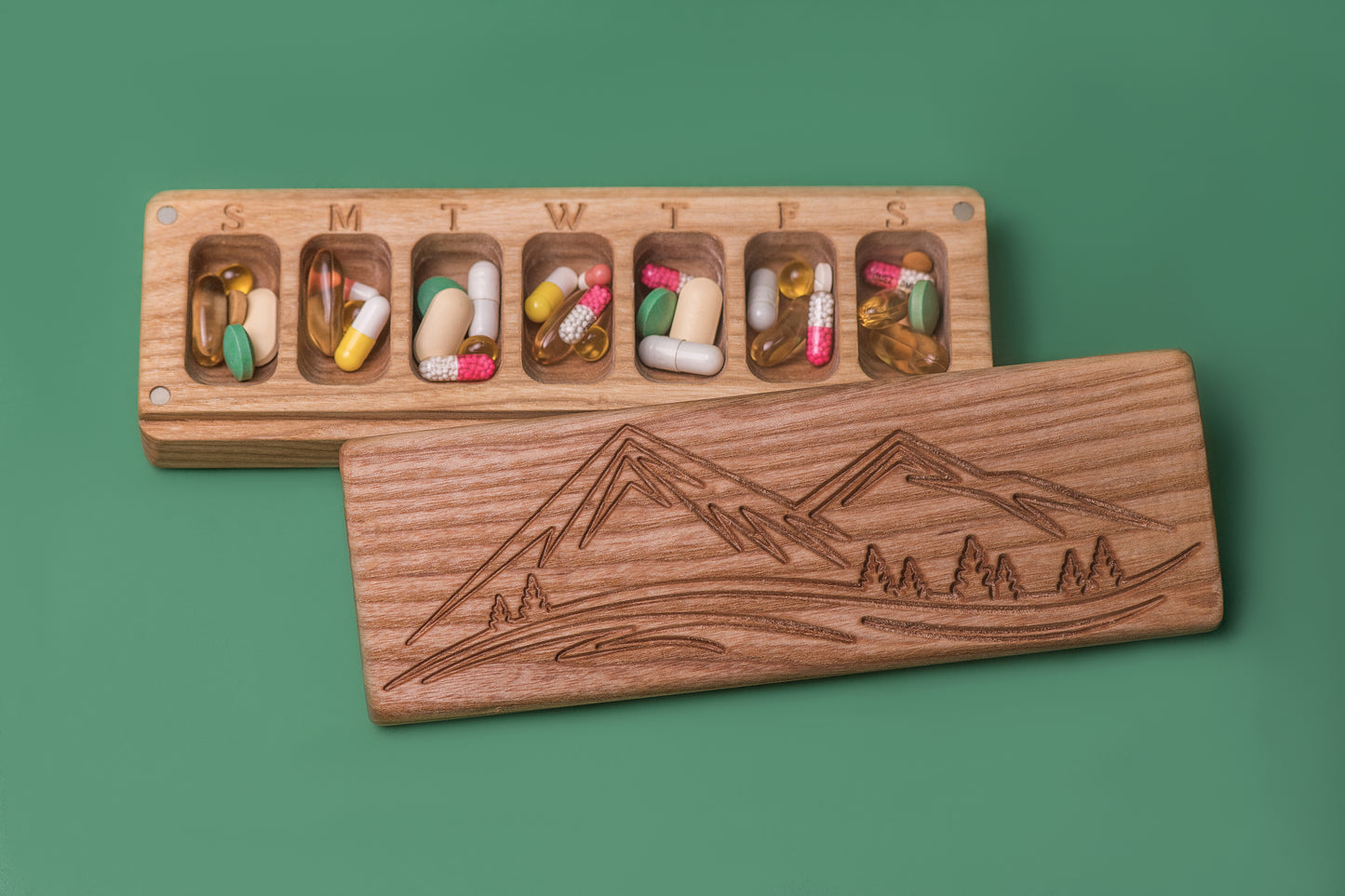 Pill Box 7 Day - Decorative Travel Pill Box Decorative Ornament Mountains - JTNLAB