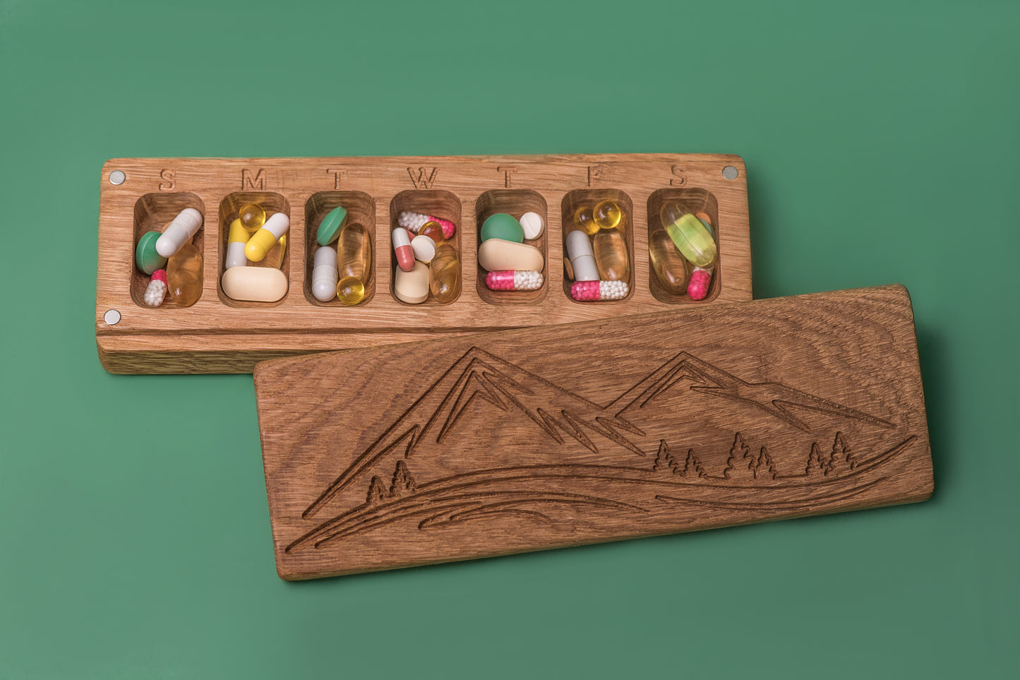 Pill Box 7 Day - Decorative Travel Pill Box Decorative Ornament Mountains - JTNLAB