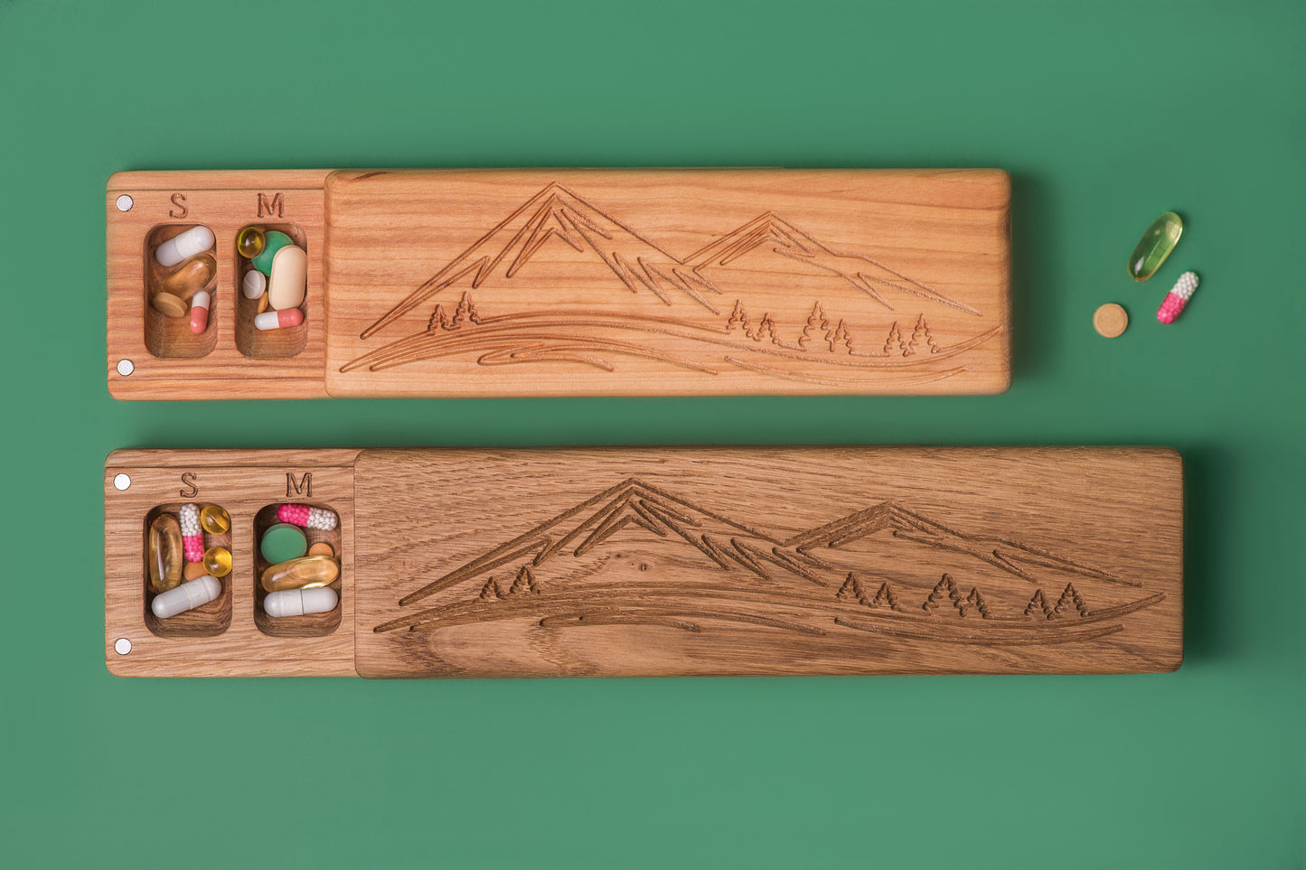 Pill Box 7 Day - Decorative Travel Pill Box Decorative Ornament Mountains - JTNLAB