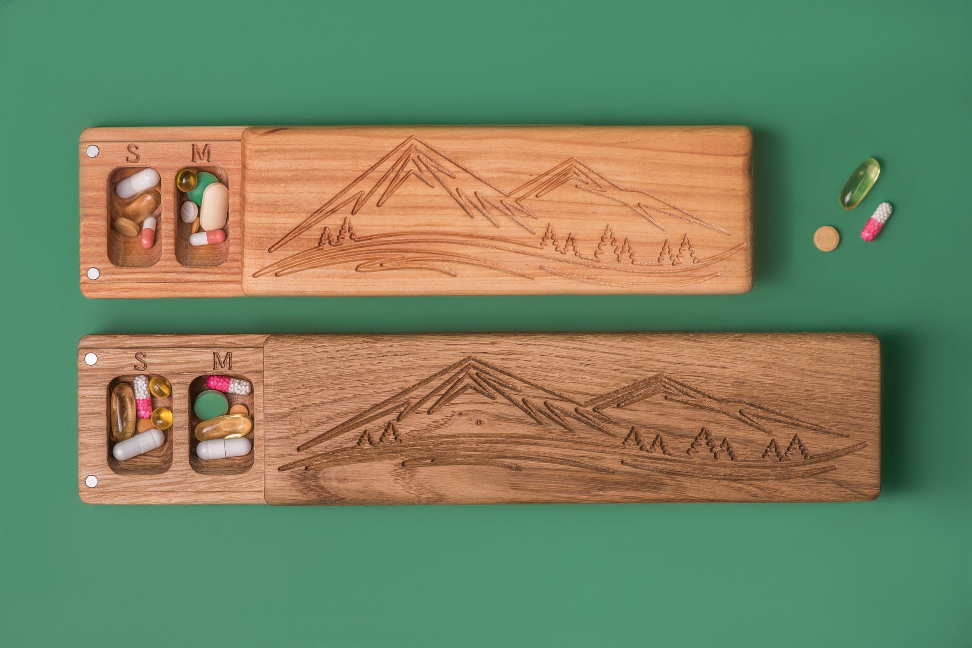 Pill Box 7 Day - Decorative Travel Pill Box Decorative Ornament Mountains - JTNLAB