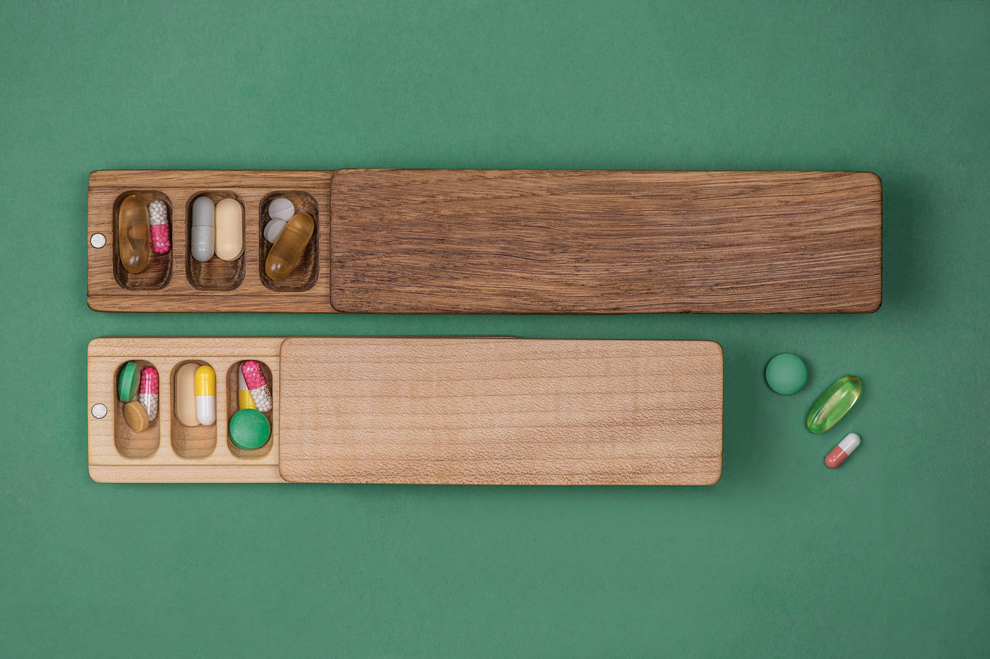 Pill Case Organizer Natural Wood - Wooden Pill Box 7 Day - JTNLAB