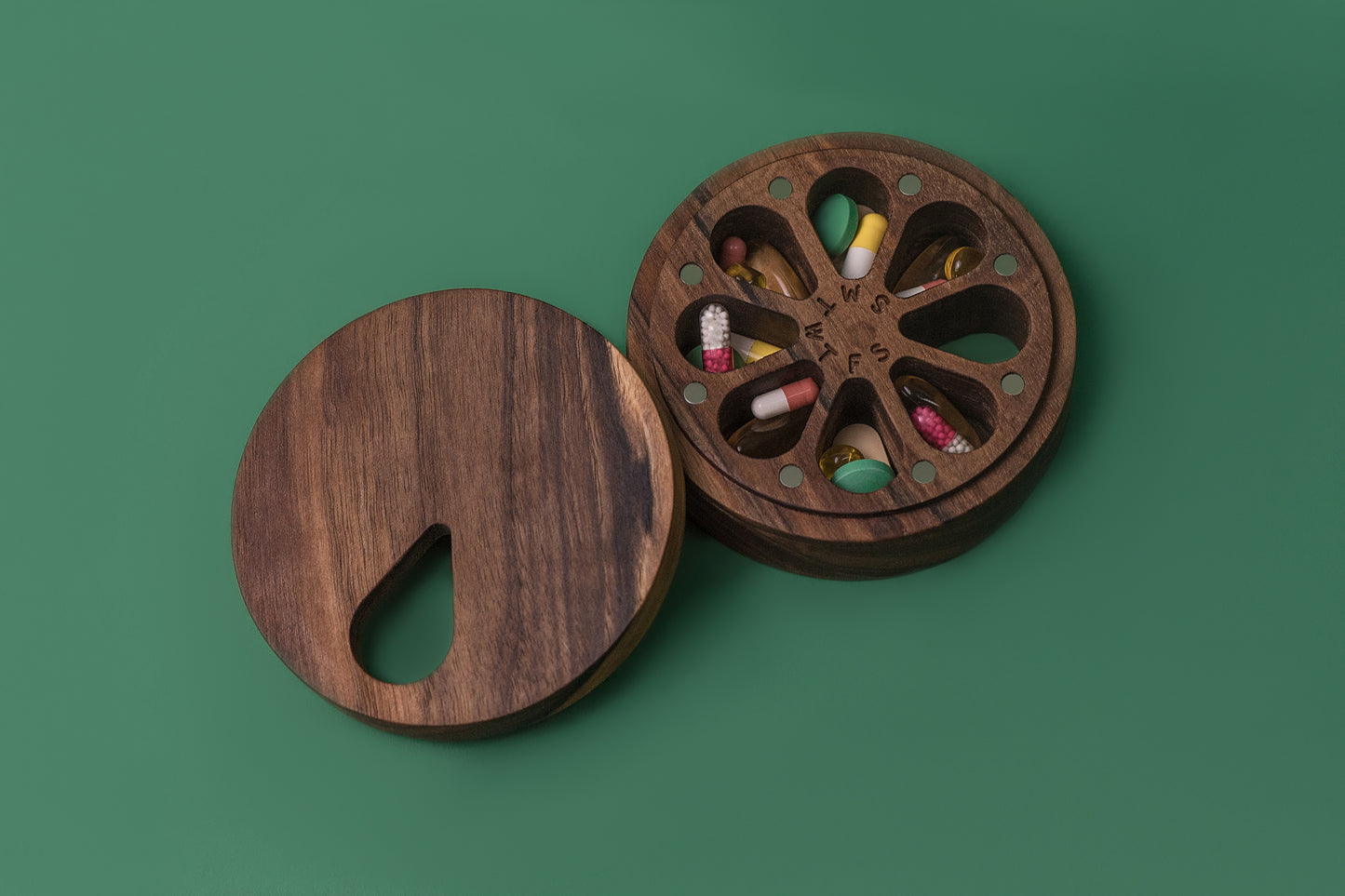 Pill Case Organizer - Nature Wood Ornament - JTNLAB