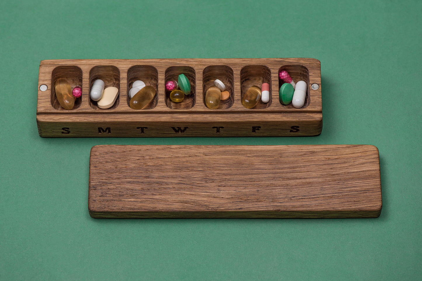 Pill Case Organizer Natural Wood - Wooden Pill Box 7 Day - JTNLAB