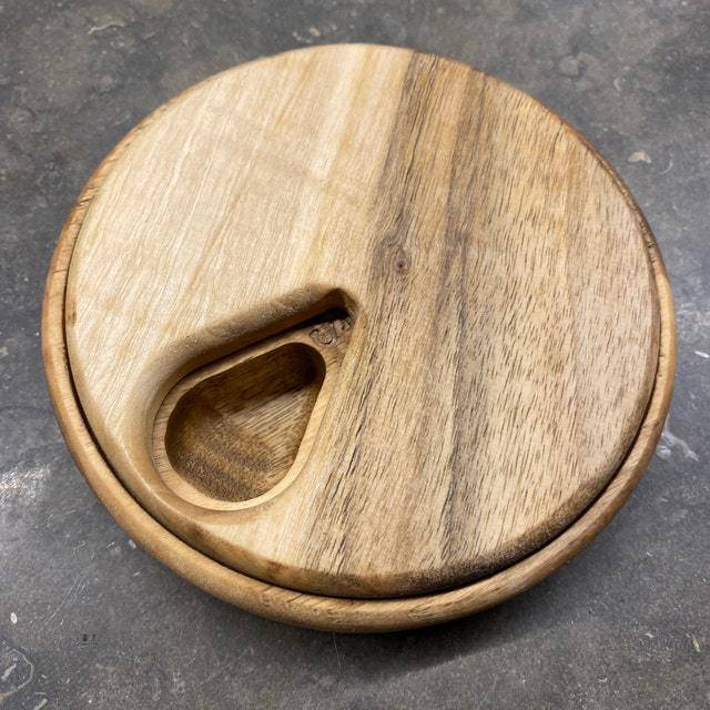 ROUND WEEKLY PILL BOX  - NATURAL WOOD - JTNLAB