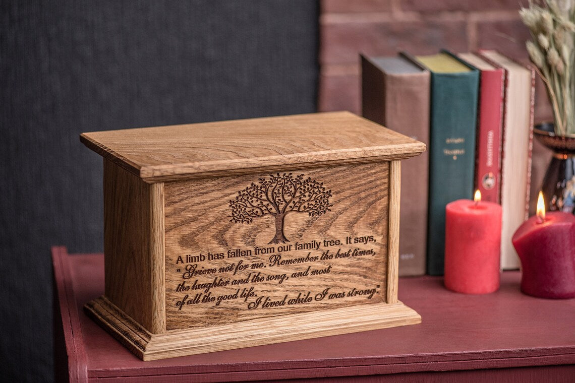 Urns for Human Ashes / Cremation Memorial Urn / Memory box - Tree of Life Wooden Urn - JTNLAB