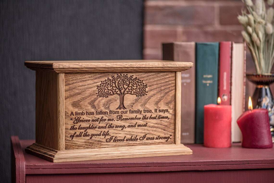 Urns for Human Ashes / Cremation Memorial Urn / Memory box - Tree of Life Wooden Urn - JTNLAB