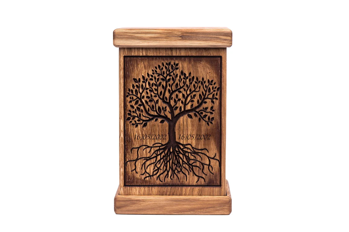 Memorial Urn for Human Ashes Cremation Urns / Memorial Urn / Memory box - Tree of Life Wooden Urn - JTNLAB