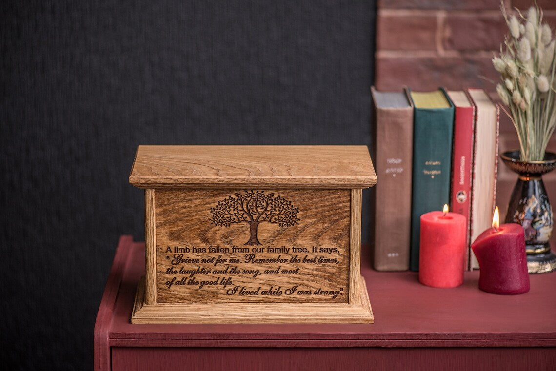 Urns for Human Ashes / Cremation Memorial Urn / Memory box - Tree of Life Wooden Urn - JTNLAB