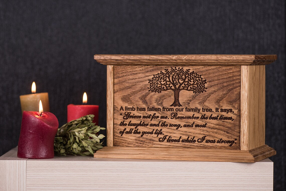 Urns for Human Ashes / Cremation Memorial Urn / Memory box - Tree of Life Wooden Urn - JTNLAB